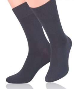 Skarpety męskie Bambusowe jedwabiste gładkie grafitowe