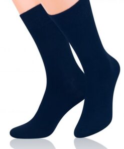 Skarpety męskie Bambusowe jedwabiste gładkie granatowe