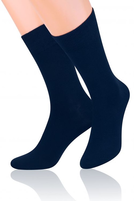 Skarpety męskie Bambusowe jedwabiste gładkie granatowe
