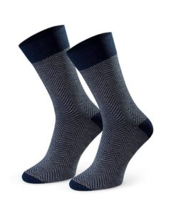 Bawełniane skarpety męskie wzór w jodełkę granatowe