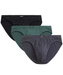 Slipy męskie Atlantic 3MP-186 zestaw 3 sztuki czarny szary zielony