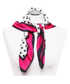 Elegancka Apaszka damska 70x70cm grochy biało różowa