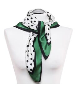 Alternative view of Elegancka Apaszka damska 70x70cm grochy biało zielona