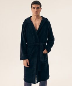 Szlafrok męski Henderson 42769 Orbit z kapturem ciemny granat