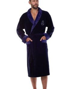 Alternative view of Szlafrok męski L&L 2458 Diego niebiesko granatowy długi