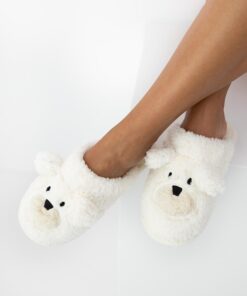 Wygodne Kapcie damskie Sensis Misie zakryte palce ecru