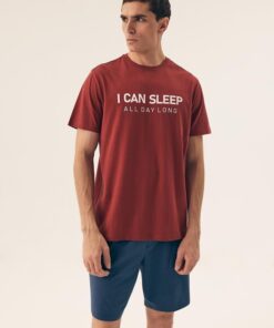 Piżama męska Henderson Sleeper krótka ceglano niebieska