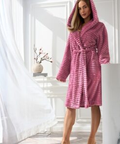 Alternative view of Szlafrok damski L&L 2416 Robin z kapturem wiśniowy