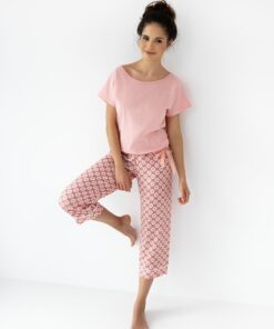 Alternative view of Piżama damska Sensis Lydia krótki rękaw spodenki 3/4 łososiowa