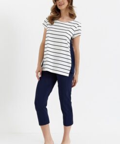 Alternative view of Piżama damska Cana 448 biało granatowa w paski 3/4