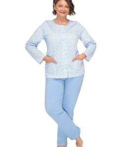 niebieska rozpinana piżama damska do szpitala