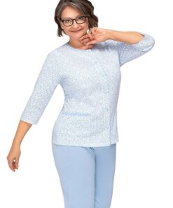 Piżama damska Kasia II 266 Martel rozpinana rękaw 3/4 niebieska