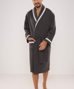 Alternative view of Szlafrok męski De Lafense Bawełniany ciemny grafit