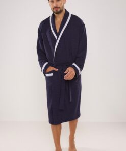 Alternative view of Szlafrok męski De Lafense Bawełniany granatowy