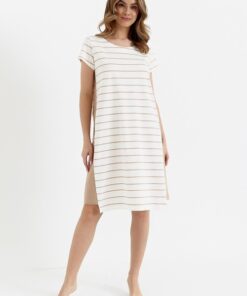 Alternative view of Koszula nocna Cana 451 bawełniana w paski ecru beżowa