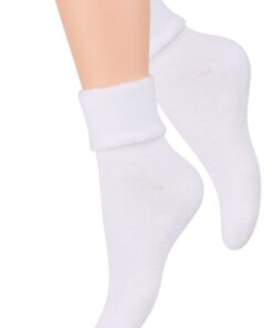 Skarpetki damskie bawełniane od wewnątrz frotte białe