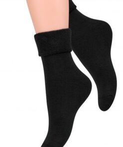 Skarpetki damskie bawełniane od wewnątrz frotte czarne