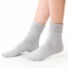 Skarpetki damskie bawełniane od wewnątrz frotte jasny szary