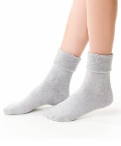 Skarpetki damskie bawełniane od wewnątrz frotte jasny szary