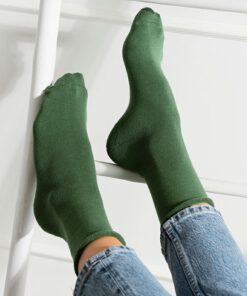 Skarpetki damskie bawełniane od wewnątrz frotte zielony