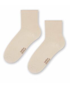 Bambusowe Skarpetki damskie bezuciskowe wywijane beżowe