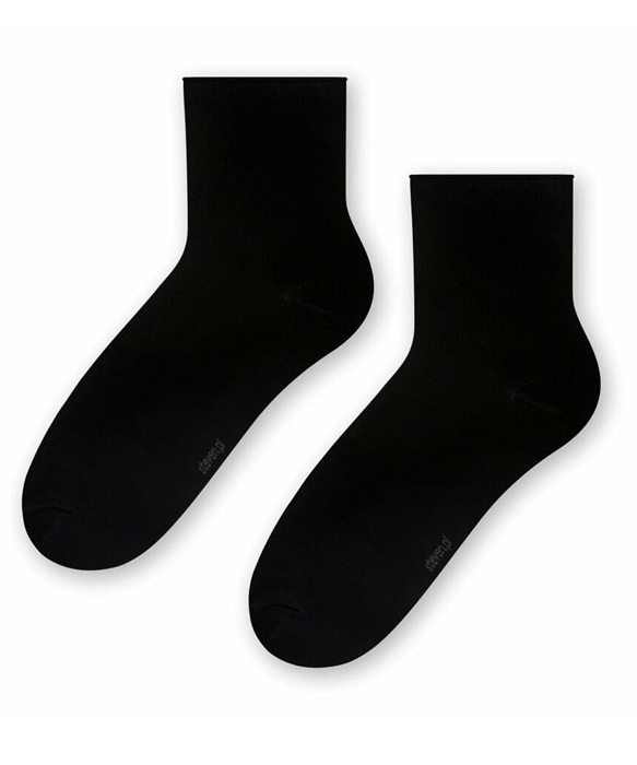 Bambusowe Skarpetki damskie bezuciskowe wywijane czarne