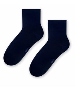 Bambusowe Skarpetki damskie bezuciskowe wywijane granatowe