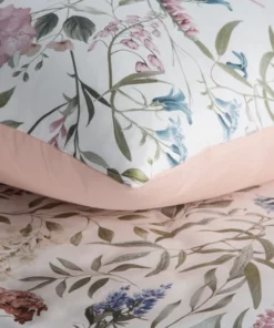 Alternative view of Biała pościel w kolorową łąkę – pościel z satyny bawełnianej miękka delikatna