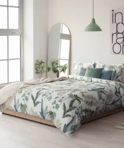 Biała pościel satynowa bawełna w liście – Classic Collection