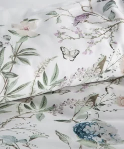 Alternative view of Biała pościel satynowa w roślinny wzorek – 100% miękka bawełna – Polska Pościel