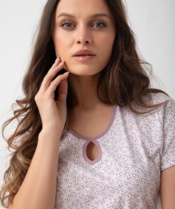 Alternative view of Koszula nocna Luna 209 bawełniana wrzosowa kakao we wzór