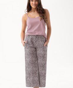 Piżama damska Luna 315 szerokie spodnie i ramiączka kakaowa