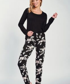 Alternative view of Piżama Taro Charlotte 3232 długi rękaw góra w prążki czarna