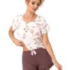 Piżama damska Donna Amaris short krótkie spodenki ecru brąz