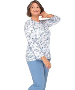 Piżama damska długa Maria III 202 rozpinana ciemny niebieski