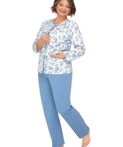 Alternative view of Piżama damska długa Maria III 202 rozpinana ciemny niebieski