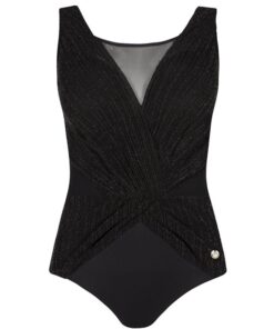 Alternative view of Jednoczęściowy efektowny kostium kąpielowy BEZ fiszbin czarny