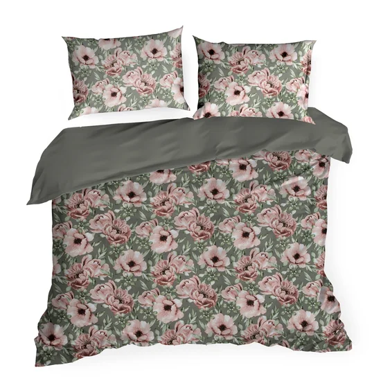 zielono różowa pościel z satyny bawełnianej