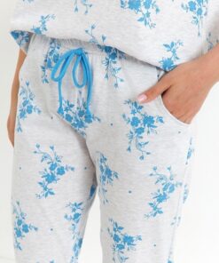 Alternative view of Piżama damska Cana 490 bawełna szara w niebieskie kwiaty