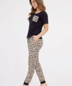 Piżama damska Cornette 730/440 Panther3 czarno brązowa