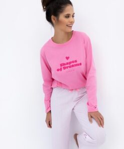 Piżama damska Sensis Malaya długie spodnie długi rękaw róż