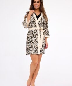 Alternative view of Cienki Szlafrok damski Cornette kremowo beżowy w cętki