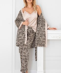 komplet piżama damska plus szlafrok lekki