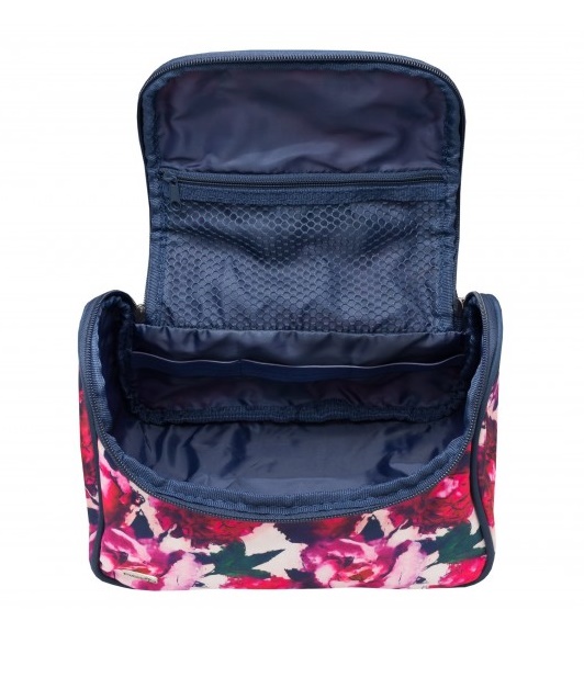Kosmetyczka kuferek Róż Granat Kwiaty - obrazek 2