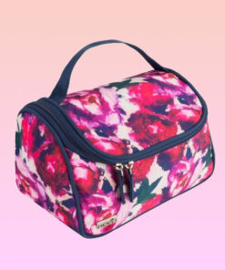 Kosmetyczka kuferek Róż Granat Kwiaty