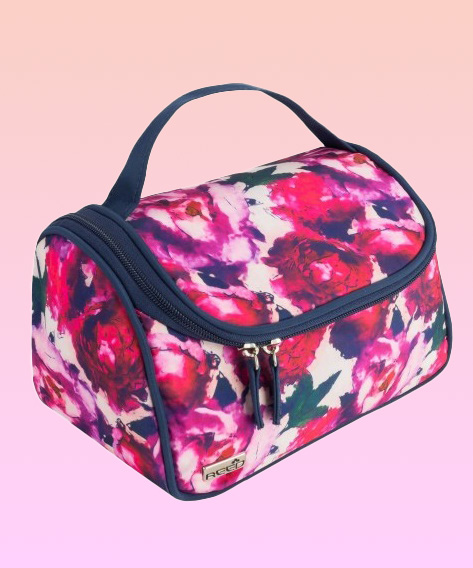 Kosmetyczka kuferek Róż Granat Kwiaty