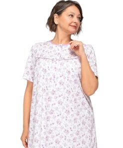 Koszula nocna Martel Bogna I 203 rozpinana różowe kwiatki