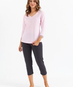 Alternative view of Piżama damska bawełniana Cana 481 rękaw 3/4 róż grafit