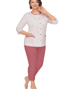 Alternative view of Piżama damska do Szpitala rozpinana Kasia II 266 Martel 3/4 bordo