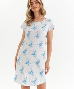 Koszula nocna Cana 491 krótki rękaw jasna szaro niebieska